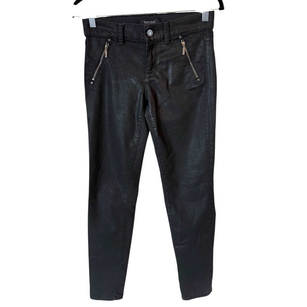 White House Black Market Coated Black Skinny Jens - Picture 2 of 7